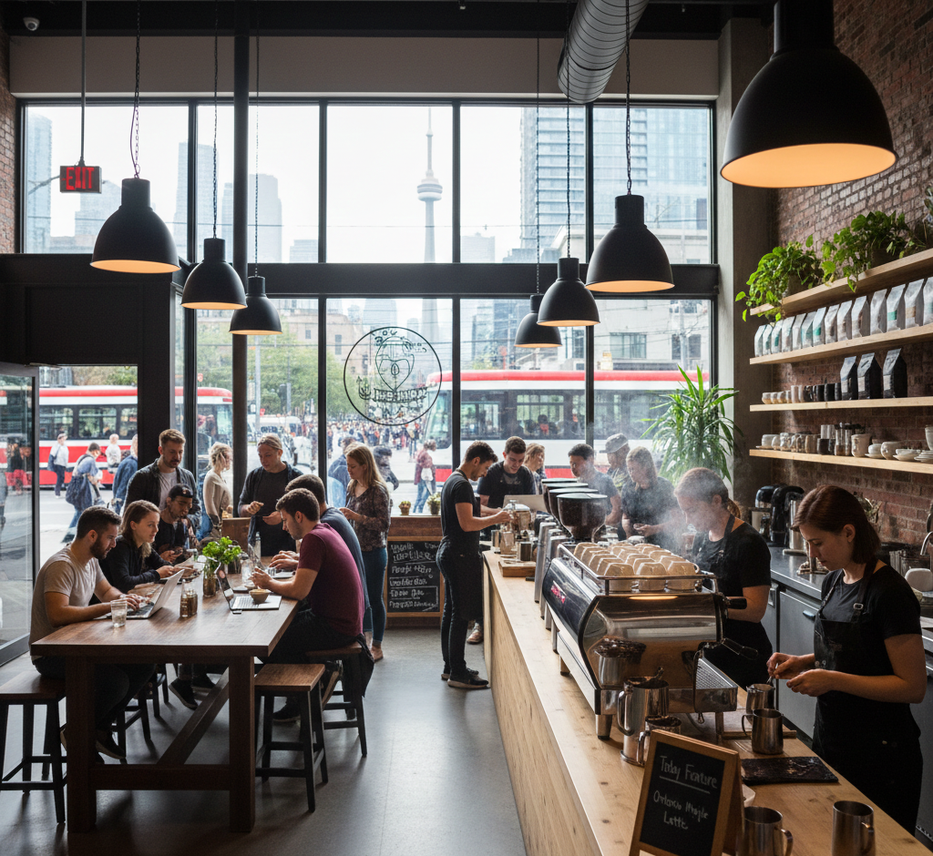 Busy Specialty Coffee Shop in Downtown Toronto